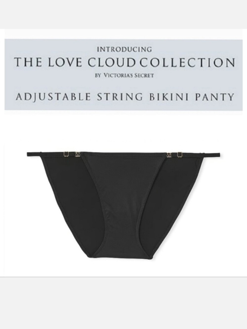 Victoria's secret love cloud smooth adjustable string bikini panty BLACK MEDIUM